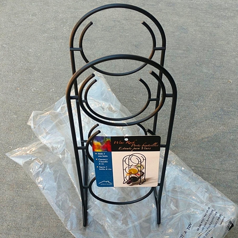 NWT Black Wine Rack 3‎ bottles